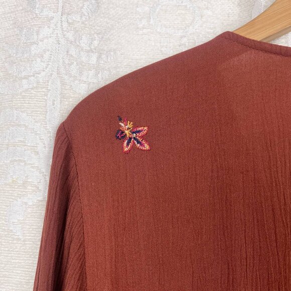 Idyllwind floral embroidered mini dress rust brown fueled by Miranda Lambert - Picture 7 of 11